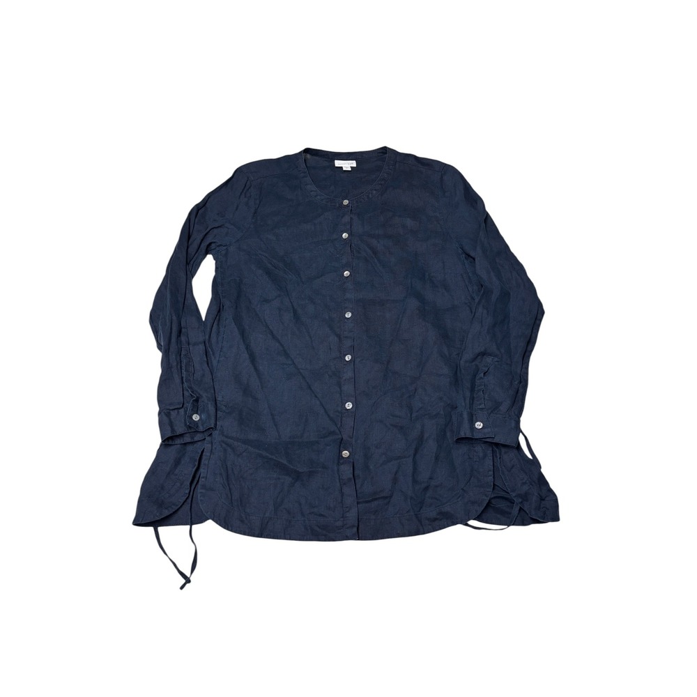 J.Jill Love Linen Navy Blue Button Down Tunic Long Sleeve Top WTP117881 Womens M